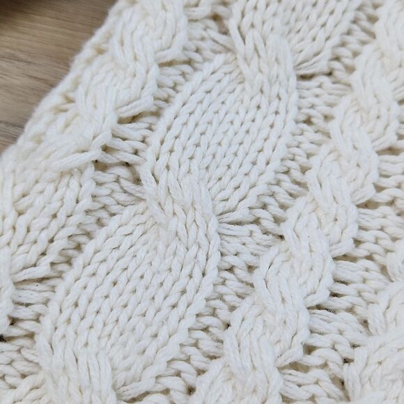 💜Caslon Ivory Cable Knit Button Hooded Long Sleeve Cardigan Medium - Picture 9 of 13